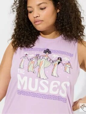 Disney ‘The Muses’ Tank, Torrid, Lavender Graphic Muscle Tank, NWT(small flaw)